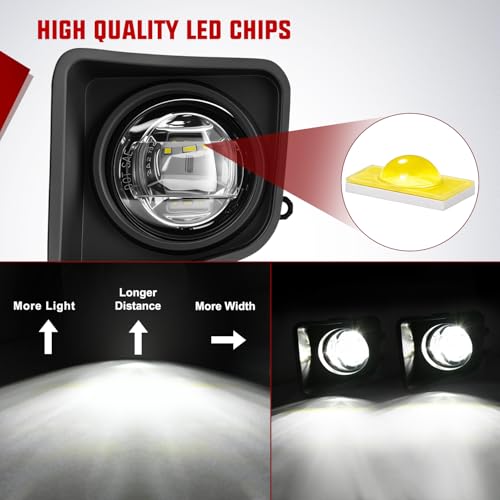 Image of Nilight LED Fog Light Assembly Compatible with 2014 2015 2016 2017 2018 2019 2020 2021 Toyota Tundra Fog Lamps with DRL Clear Lens Driver and Passenger Side
