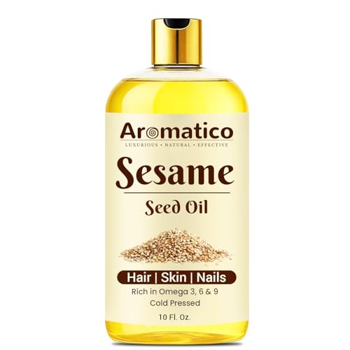 Image of AROMATICO Sesame Oil for Massage - Ayurvedic Warm Massage Oil with Cold Pressed Sesame for Muscle Relaxation & Daily Abhyanga | 300ml