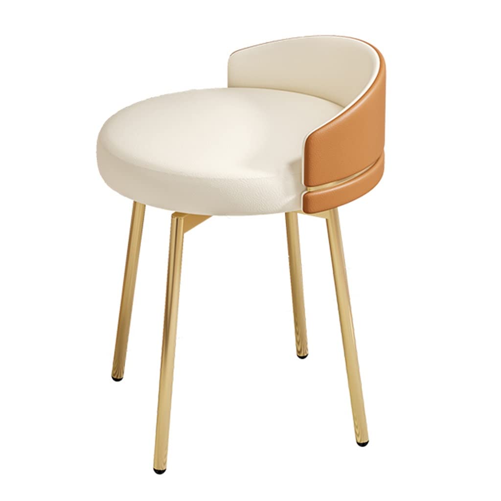 Moderna sedia girevole per trucco per camera da letto e manicure, sgabello rotondo da toeletta in arancione, 38 x 38 x 53 cm
