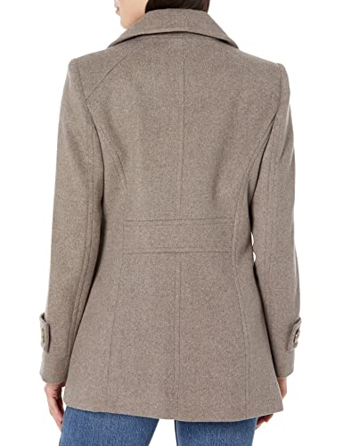 London Fog Women's Single-Breasted Wool Blend Coat With Scarf, Taupe Heather, Lg #TOP1