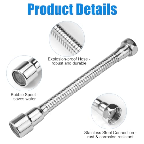 Wasserhahn Verlängerung Küche, 20cm Wasserhahnverlängerung Mit 2pcs Wasserhahn Adapter, für Küchen, Toilette