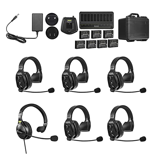 Saramonic WiTalk-WT6S | 6-Person Full-Duplex 1.9GHz Wireless Single-Ear Headset Intercom System with Hub & Custom Hard Case