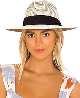 accsa Womens Straw Panama Hat Adjustable Ladies Fedora Sun Hat Wide Brim Beach Hats Summer Straw Trilby Hats UPF 50+