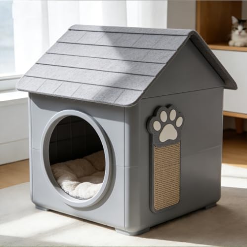 室内外兼用プラスチック製猫小屋、広々とした設計で組み立て簡単