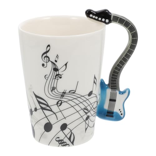 JHKNNK Taza de Cerámica de Guitarra Eléctrica Azul, Taza de Café y Leche Diseño Musical, 350 Ml, Adecuado para Bebidas Calientes y Decoración en Cocina y Oficina