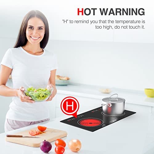 GTKZW 2400w Electric Cooktop, 24" Electric Stove 2 Burner Hot Plate Built-in Double Burner Cooktop with LED Touch Screen,9 Heating 9 Temperature,Kids Lock & Timer,Suitable for all Pans by GTKZW - Used condition - Image 9