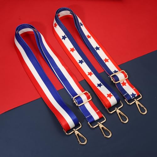 Image of 4th of July Purse Strap American Flag Star USA Purse Strap Replacement Crossbody Bag Straps 4th of July Outfits