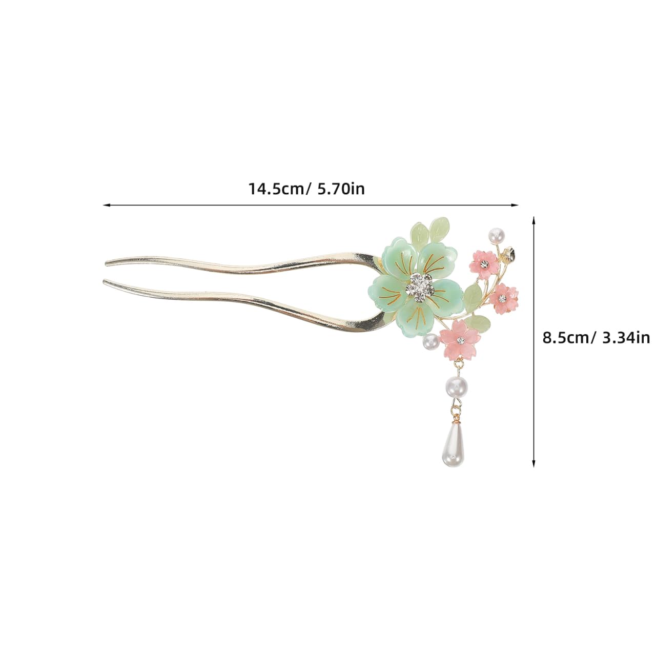 FRCOLOR U FöRmige Haarnadel Antike Chinesischer Haarschmuck Damen Blumen- Und Perlendekoration Haarstab Mit Quasten Haarnadel