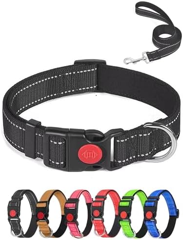 Aeclleca Reflective Dog Collar and Leash Set with Safety Locking ...