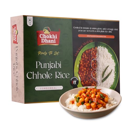 Chokhi Dhani Punjabi Chole Rice, Amritsari Chole Chawal Combo Meal, Ready to Eat Indian Food, Just Heat and Eat, Microwavable (Pack of 1, 350g)| ready to eat meals