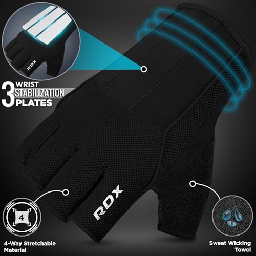 RDX Workout Gloves, 15-Inch Long Support Strap Anti Slip Palm Protection with 3 Wrist Alignment Plates, Powerlifting Deadlifting Bodybuilding Gym Fitness, Weight Lifting Exercise Training, Men Women by RDX - Used condition - Image 2