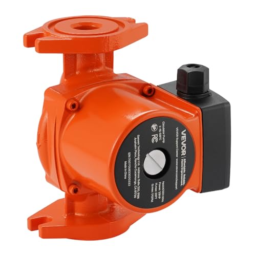 Image of VEVOR F-15-58FC Cast Iron Circulator Pump, 17 GPM, AC 120V 20 ft Hot Water Recirculating Circulation Pump, 1-Inch Flange Connection, 3-Speed Adjustment, Quiet Operation, for Home Water Heating System