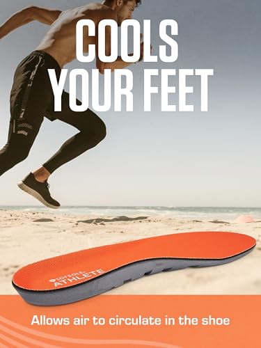 Image of SOF SOLE ATHLETE Performance Men's Insoles - PU Foam & Gel Inserts - Heel-to-Toe Cushioning, Support, & Moisture Control, - Lightweight Comfort & Stability - Ideal for Runners, Walkers, Athletes