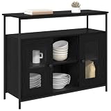 vidaXL Credenza Rovere Nero 100 x 35 x 80 cm Legno multistrato, Mobile da pranzo, sideboard rettangolare, design moderno, armadio cucina, organizer pratico, arredamento contemporaneo