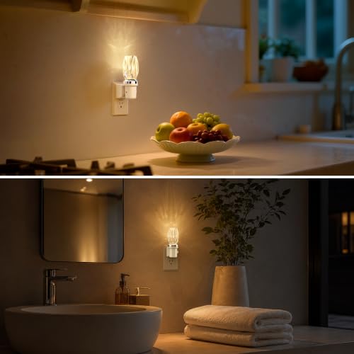 Image of L LOHAS LED Night Light, Dimmable Night Lights Plug into Wall, Light Sensor | Automatic Nightlights Plug in, 3000K LED Nightlight, Crystal Acrylic Decorative, Hallway Bedroom Bathroom[White Base,1 Pack]