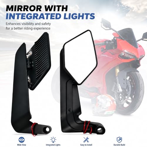 Espejos retrovisores de moto de ala de viento y diseño stealth para Scooter Hooligan 3