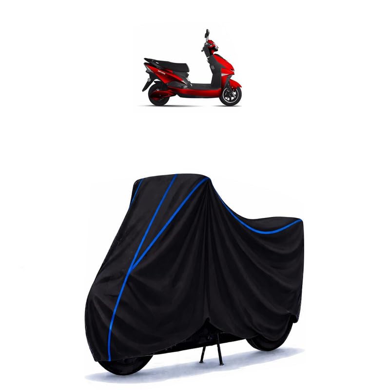 Image of Scooty Cover Water Resistant for Fujiyama Spectra 48 V 28 Ah | Universal Scooter & Bike Cover | Heavy Duty UV Dust, Rain & Scratch Protection Weather Indoor Outdoor | Black with Blue Piping