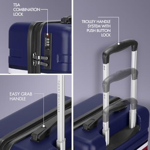 Image of Tommy Hilfiger Berlin Unisex Hard Luggage - Navy, 77Cm Cargo Bag with 4 Wheel Trolley