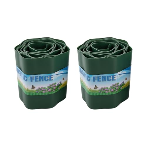 FUANA 2 bordes de jardín para césped, 6 m x 15 cm, borde de plástico flexible para césped, parterres, caminos, patios, valla de jardín al aire libre (PP)