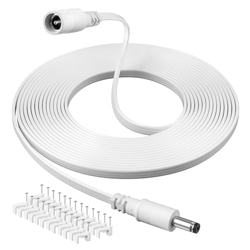 20FT DC Power Extension Cable, Flat IP Camera 12V 5.5mm x 2.1mm Power Cord
