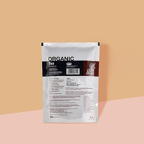Image of Pure & Sure Organic Assam Tea Powder 250 g | 100% Certified Organic Chai Patti | Steam-Sterilized | Sustainably Sourced | Strong and Refresing Aroma (Pack of 2)