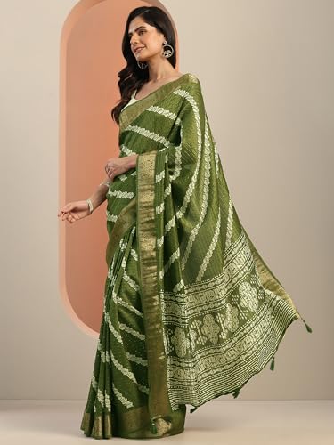 Image of Libas Printed Silk Blend Saree for Women With Unstitched Blouse Piece | Traditional Saree for Festive & Wedding