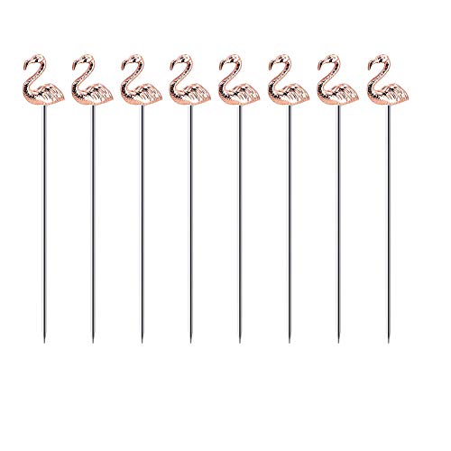 Flamingo Martini Cocktail Picks Reusable Olive Picks Garnish Skewer Fruit Toothpicks Pack Of 8 (Rose Gold Flamingo) #TOP4