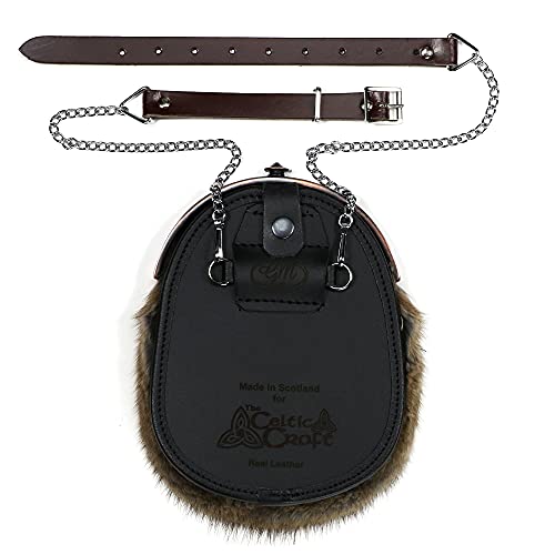 The Celtic Croft Quality Leather Sporran Chain Strap (Small (30" - 36" waist), Brown Leather | Chrome Chain)4