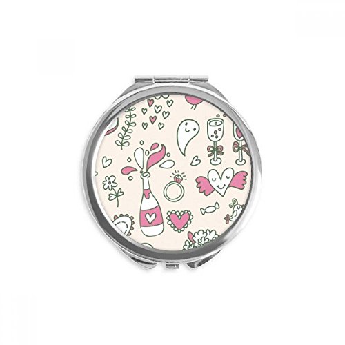 Miroir rond de poche peinture de fleur maquillage à la main portable