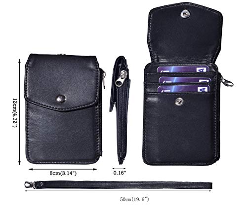 Woogwin Leather Badge Holder With Lanyard, Id Card Holder Wallet,1 Side Zipper Pocket, 4 Card Slots, 1 Id Window,1 Heavy Duty Leather Lanyard #TOP1