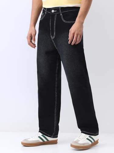 Image of Urbano Fashion Men's Loose Baggy Fit Washed Jeans Non-Stretchable