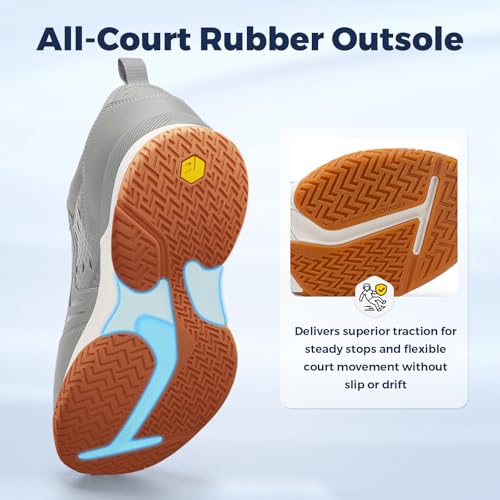Image of FitVille Men's Wide Pickleball Shoes Non-Slip Court Tennis Sneakers for Men | TPU Torsion Stability, Archcore Energy Return Insole, Wide Toe Box, EVA Cushion, Breathable Mesh, Ankle Support for All Court