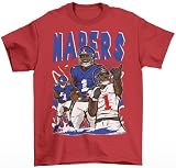 Malik Nabers Cartoon Style New York Football T-Shirt (US, Alpha, Small, Regular, Regular, Red)