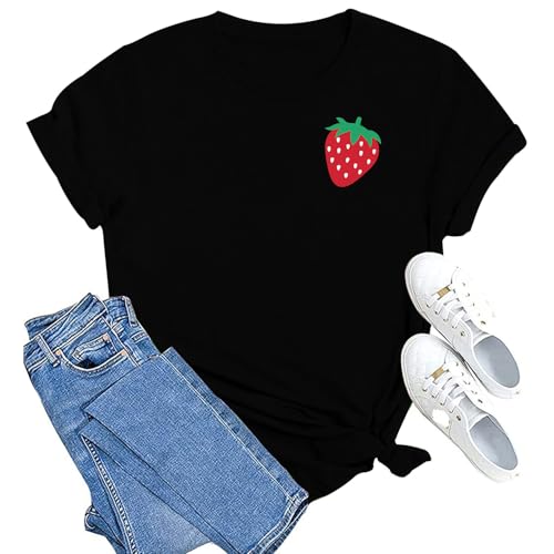 MAIHUN Strawberry Shirts Fruit Tshirts Strawberries Graphic Tee Garden Clothing Gardener Gift Tops
