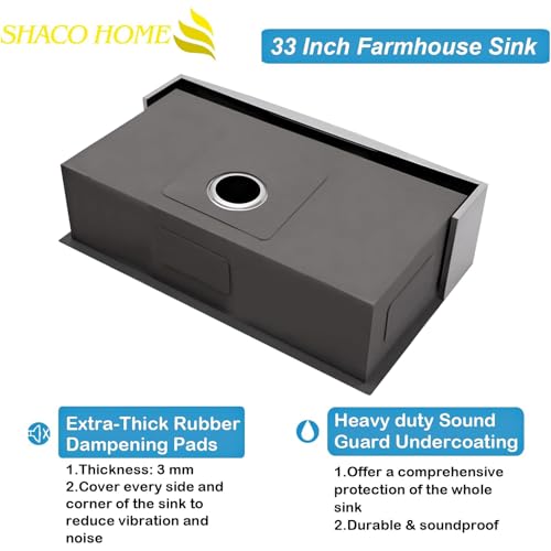 Image of SHACO 33 Inch Stainless Steel Farmhouse Sink, 33x20 Single Bowl Ledge Workstation Flat Apron Front Farm Kitchen Sink with Cutting Board, Brushed Nickel