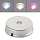 TOPINCN LED-drehender Display-Sockel, Kristalle, Glaskunst, Buntes Licht, Rotierender Kristall-Display-Basisständer, Tassen-Display-Ständer, Turner (Runder Spiegel, 2 Lichter, Batteriemodell)