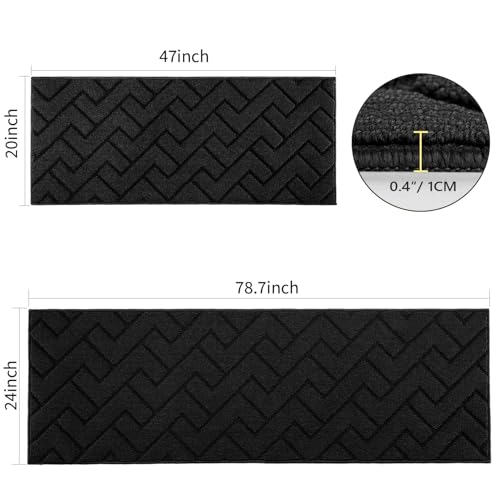Image of hicorfe Kitchen Runner Rug,24 inchx79 inch+20 inchx48 inch Kitchen Set,Non-Slip Kitchen Mat