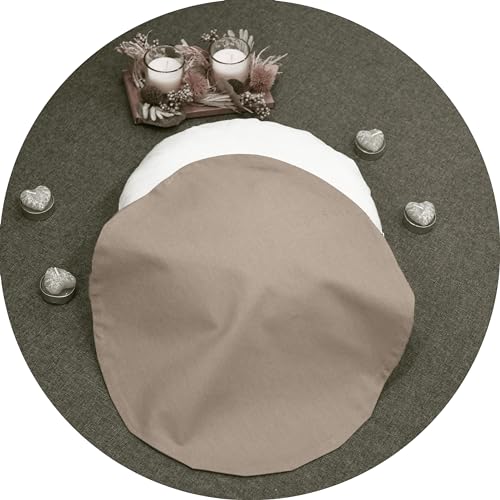 Nurtextil24 Kissenbezug Rund 80cm Ø Durchmesser Graubraun Reißverschluss Bodenkissen Sitzkissen Rundkissen Stuhlkissen 100% Baumwolle Bettkissen Sofakissen Kopfkissen Hülle Überzug