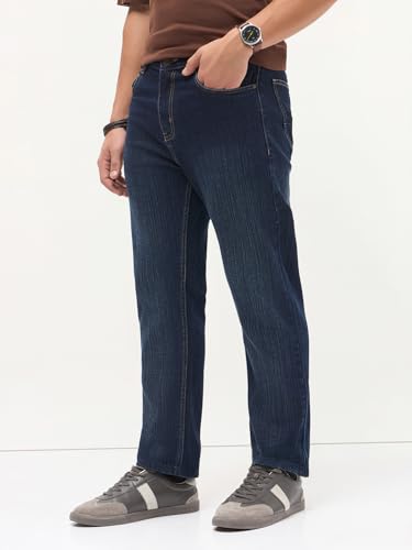 Image of Urbano Fashion Men's Straight Fit Washed Denim Jeans Stretchable
