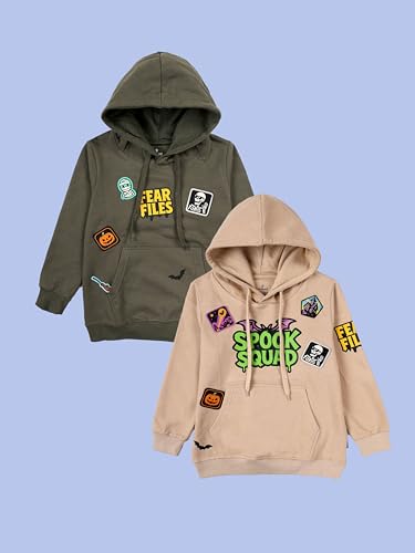 Image of KiddoPanti Unisex Solid Pullover Hooded Fleece Sweatshrit | Cotton Poly Fleece Fabric | Waist Length, Full Sleeve Hoodie | 2 Kangaroo Pockets | Winter Wear for Boys & Girls