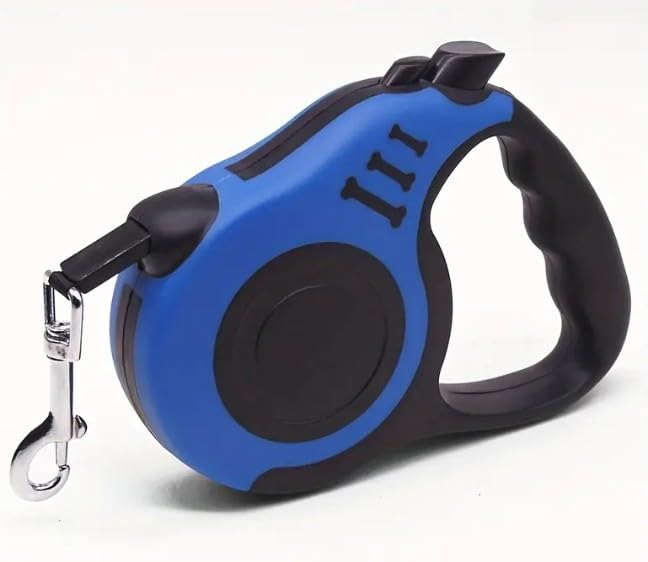 Retractable Dog Cat Pet Leash 3M/5M Length Automatic Tangle-Free Design Park Outdoor (Blue, 5M)