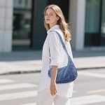 Andiker Denim Crossbody Sac pour femmes, Vintage Denim Sacs moyens avec bandoulière réglable Détachable Mini Sac à monnaie