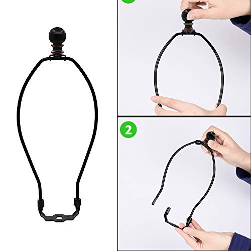 2 Pack Lamp Shade Harp Holder, Strawbleag 10" Heavy Duty Lamp Shade Bracket, Diy Lighting Replacement Accessories For Table/Floor Lamps (Black) #TOP5