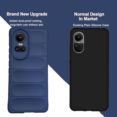 Image of A rtistque Liquid Silicone Stripes Back Cover Case for Oppo Reno 10 5G / Oppo Reno 10 Pro 5G | with Camera Protection | with Inner Fabric | Anti Slip Grip | AirBag Case - Blue