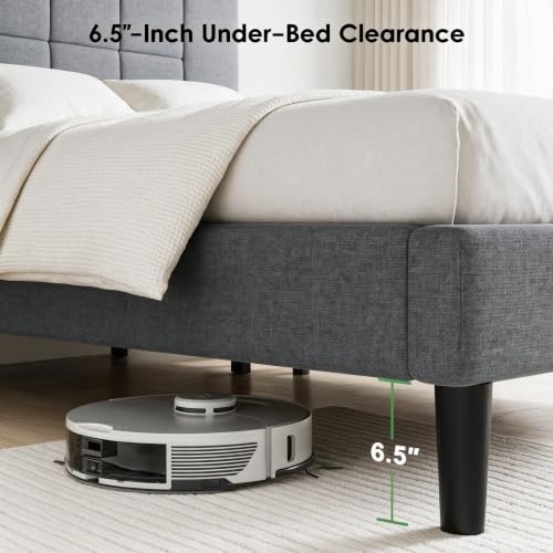 Image of Marsail Queen Bed Frame with Headboard,Sturdy Bed Frame with Solid Bed Slat