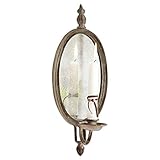 Klassische Medaillonform Loberon Kerzenhalter Eugene, Eisen/Spiegelglas, H/B ca. 37,5/14,5 cm, Creme