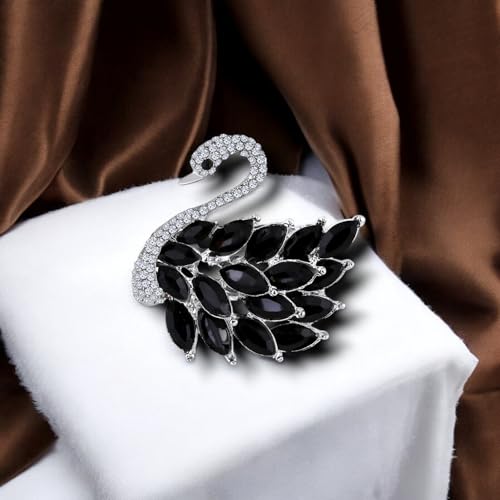 Image of Mahi Sparkling Studed Crystals Swan-Shaped Brooch Clothing Accessories for Women (PABP1101151PR)