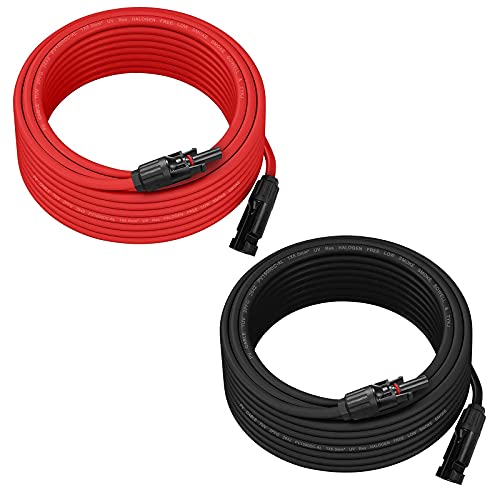 Ansxiy 10Feet Solar Panel Extensions Cable, 10AWG with Male and Female Weatherproof Connectors, Solar Cable Wire Adapter Kit Tool (10FT Red + 10FT Black)