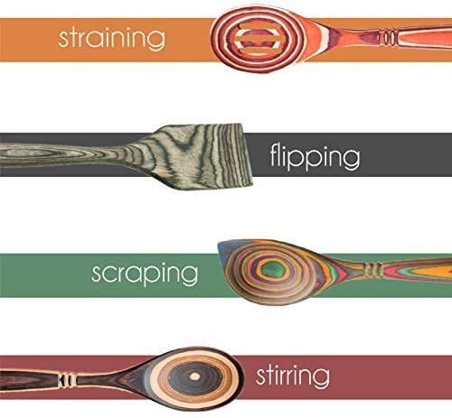Exotic Pakkawood 7-Piece Kitchen Utensil Set With Spoon, Slotted Spoon, Spatula, Corner Spoon, Small Spoon, Small Spatula/Turner, Spreader - Earth Friendly Material - By Crate Collective #TOP4