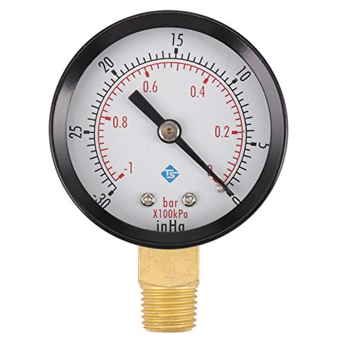 Peowuieu 0 ~ -30inHg 0 ~ -1bar Mini Dial Luftdruckpruefer Barometer Meter Vacuum Manometer Doppelskala Zifferblatt Schwarz